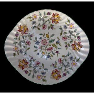 EUC Minton Haddon Hall Chintz w Swirl Trim & handles Plate/Platter (2)